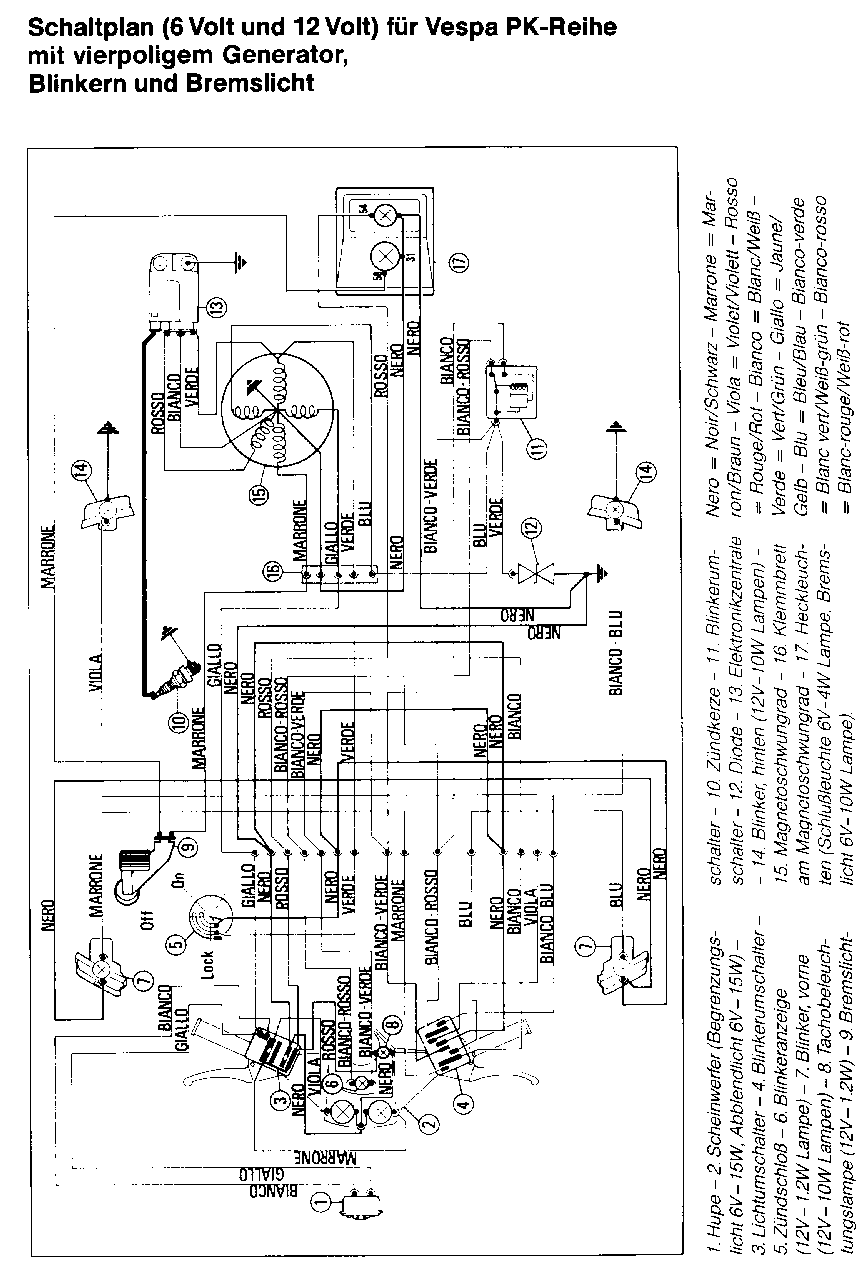 Schema elettrico vespa pk 125 s