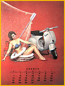 calendario 2010 Vespa Piaggio mese per mese, anno per anno