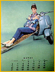 calendario 2010 Vespa Piaggio mese per mese, anno per anno