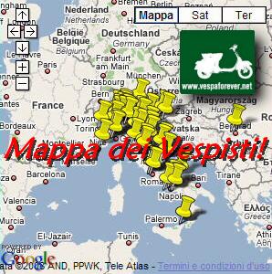 Vespa Mappa di Vespa Forever, la mappa dei Vespisti