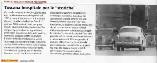 auto d' epoca in Toscana