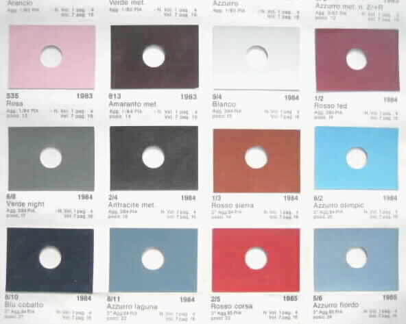 tabella colori originali vespa piaggio modelli vari vespaforever