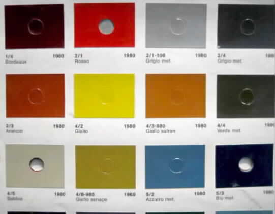 tabella colori originali vespa piaggio modelli vari vespaforever