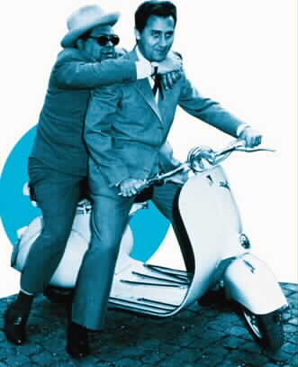 Alberto Sordi e Aldo fabrizi in Vespa